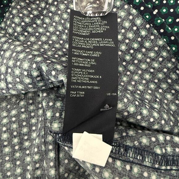 Tommy Hilfiger Polka Dot Button Front Stretch Shirt Women's S Green Navy Casual - Picture 6 of 7